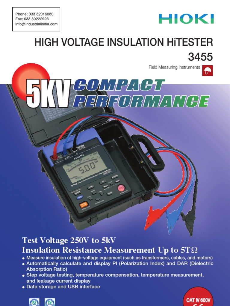 5kv Insulation Resistance Tester Hioki 3455 | PDF | Insulator ...