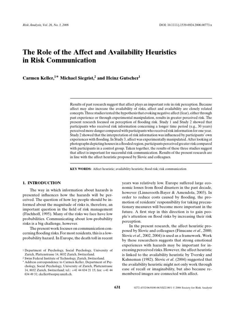 Keller Et Al 2006 | PDF | Risk | Heuristics In Judgment And Decision Making