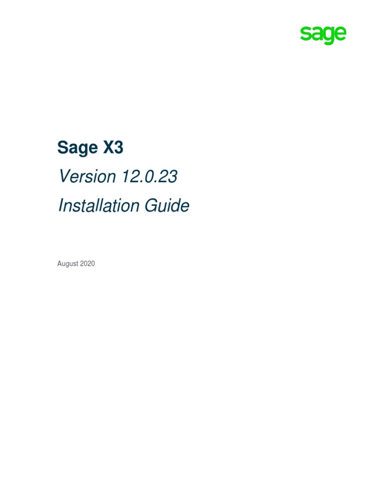 Sage X3 Version 12.0.23 Installation Guide1 PDF Zip (File Format
