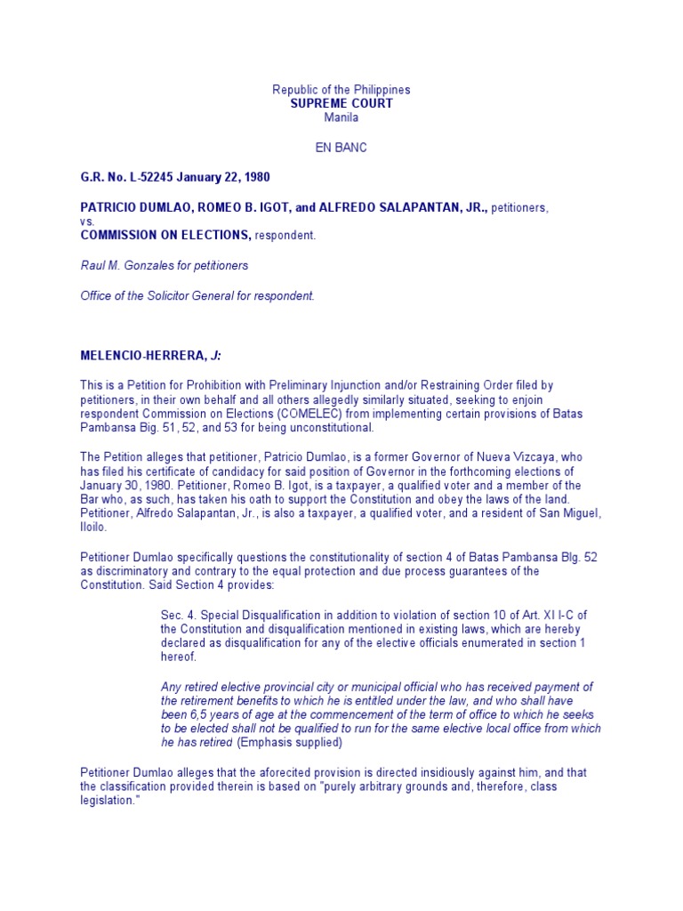 Dumlao v comelec 96 scra 392 pdf equal protection clause