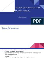 Kalimat Tertutup (Pernyataan) Dan Kalimat Terbuka