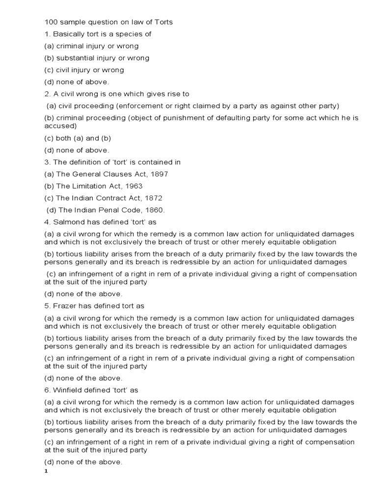 Key Concepts in Law of Torts | PDF | Defamation | Tort