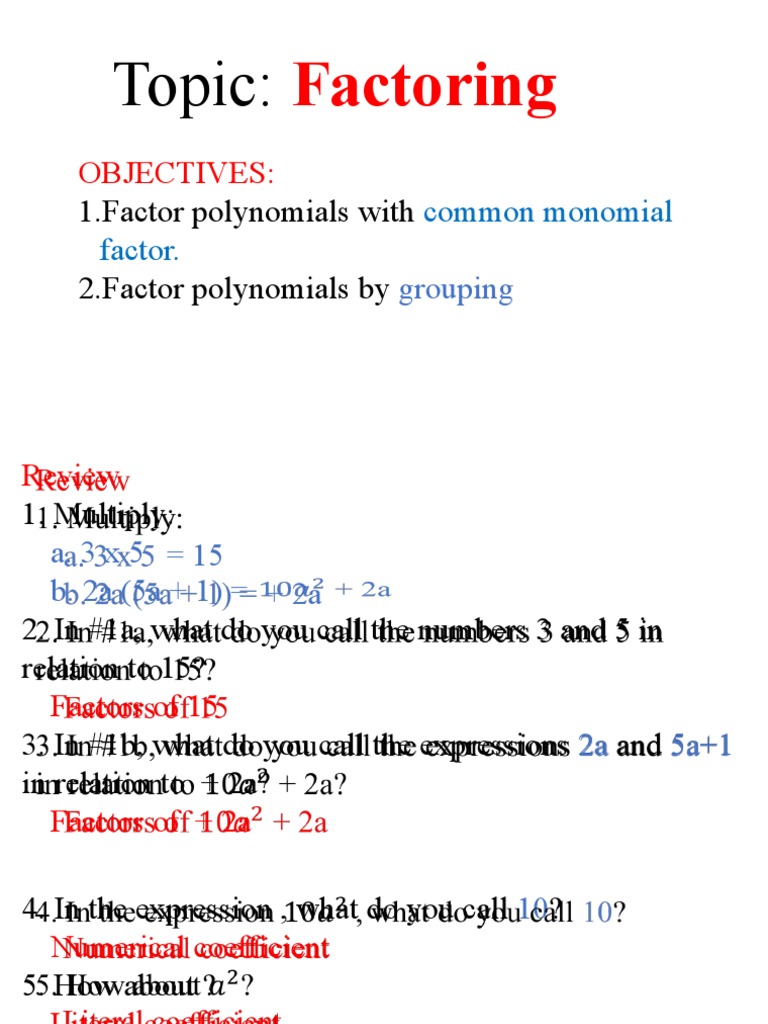 Polynomial Factoring Techniques | PDF | Factorization | Abstract Algebra