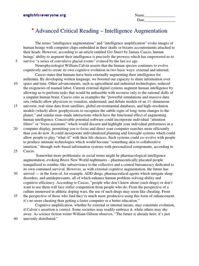 Advanced Critical Reading - Intelligence Augmentation | PDF