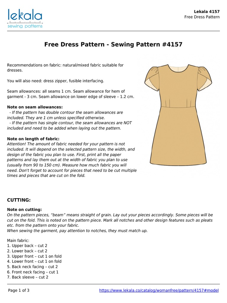 Free Dress Pattern - Sewing Pattern #4157: Lekala 4157