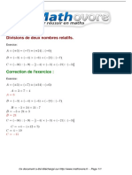 Exercices Divisions de Deux Nombres Relatifs Maths Quatrieme 451