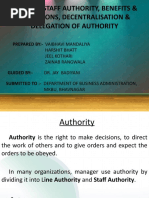 Line and Staff Authority, Benefits & Limitations, Decentralisation & Delegation of Authority