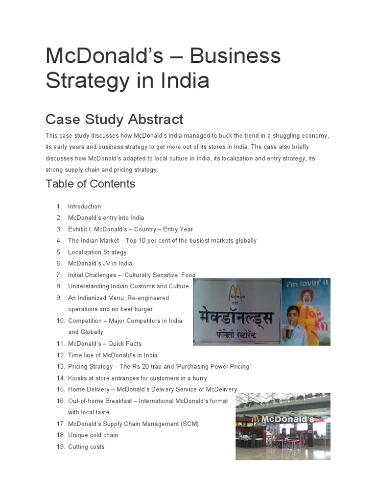 mcdonald's business strategy in india case study