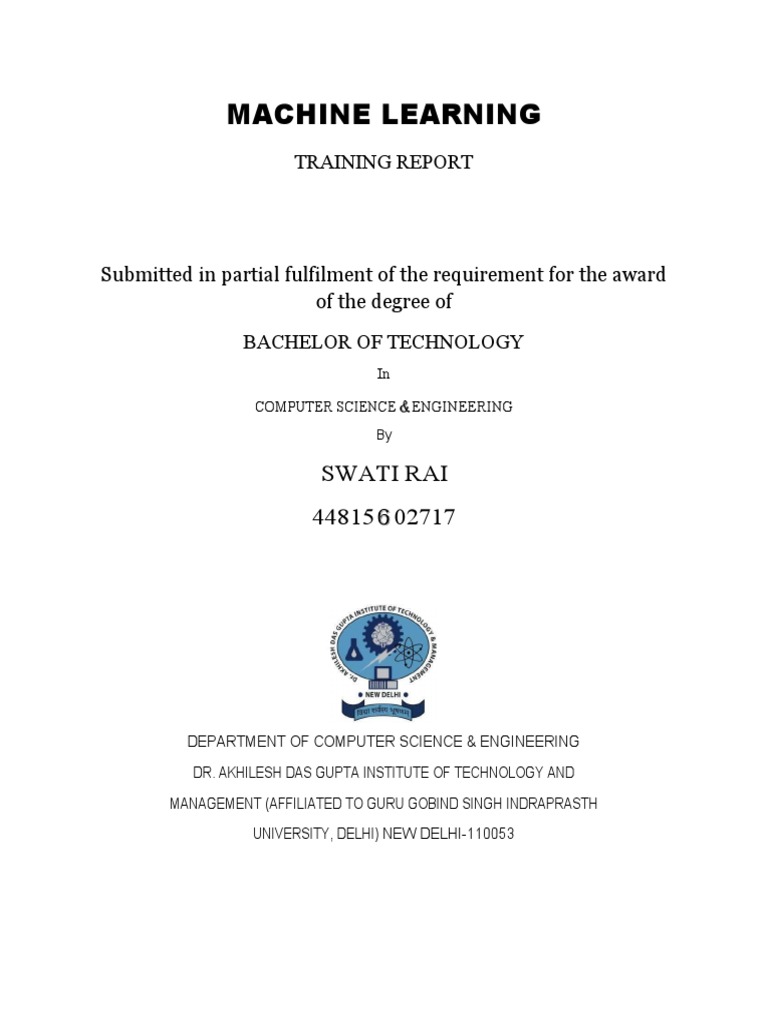 Machine Learning Training Report: A Comprehensive Review of Machine ...