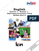 English: Quarter 1 - Module 1: Expressing Permission Using Modals (Part I)