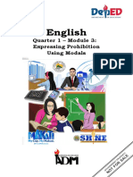 English: Quarter 1 - Module 3: Expressing Prohibition Using Modals