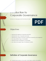 Introduction To Corporate Governance: University of Languages and International Studies