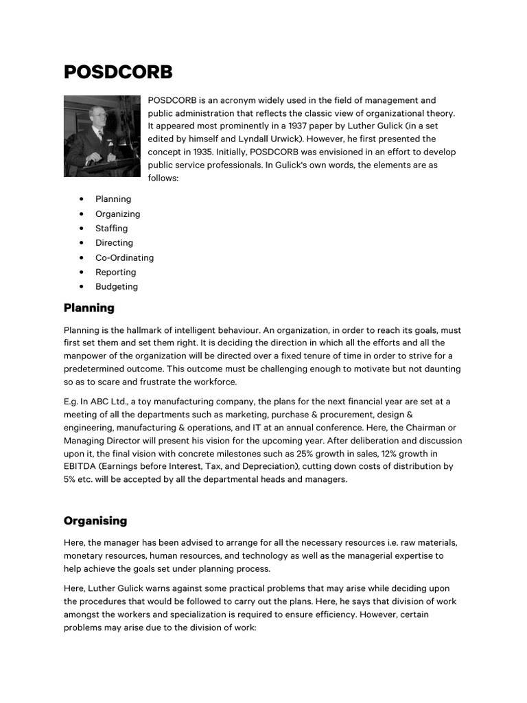 POSDCORB | Download Free PDF | Economies | Business