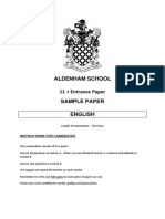 Aldenham School 2018 11 English Sample Paper Unlocked