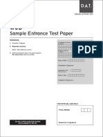 DAT Sample Entrance Test Paper I