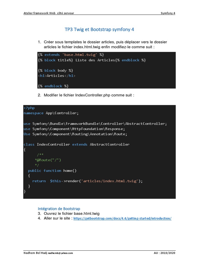Symfony 4 : TP3 Twig et Bootstrap | PDF | Bootstrap (Front End ...