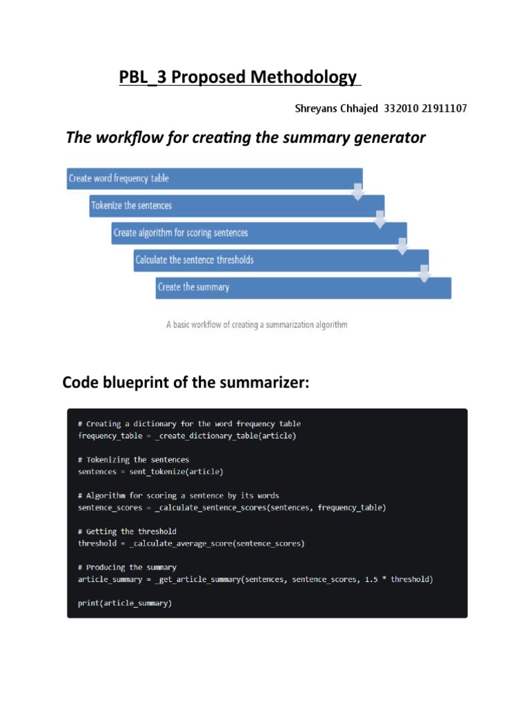 PBL Methodology for Summary Generation | PDF | Character Encoding ...