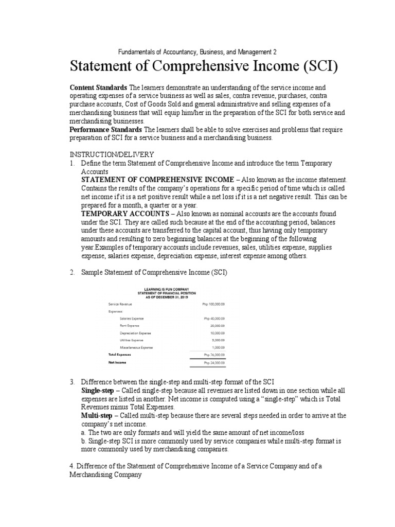 Understanding Statement of Comprehensive Income | PDF | Expense ...