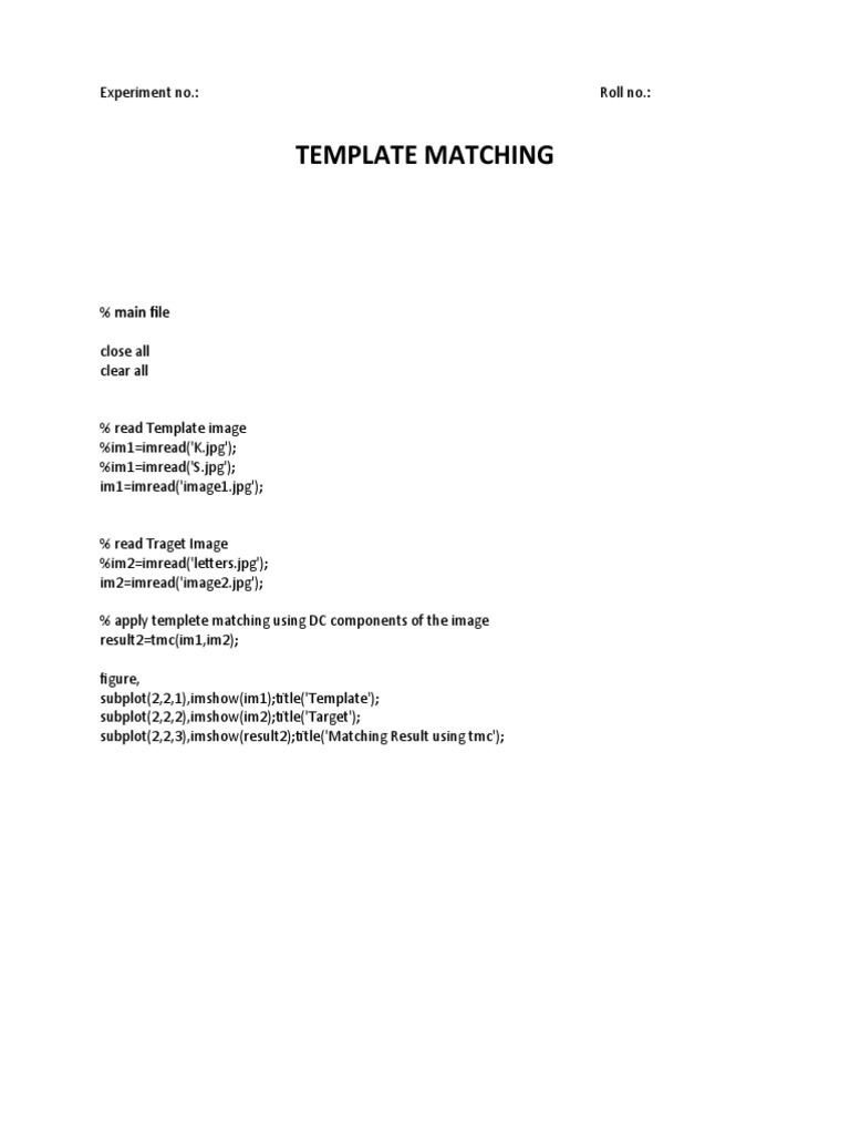 Template Matching in Image Processing | PDF