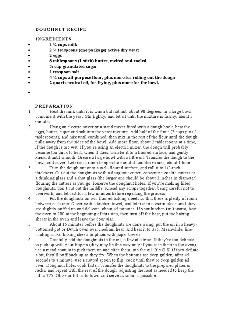 Doughnut Recipe | PDF | Dough | Doughnut