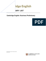 BEC PRELIMINARY Vocabulary List