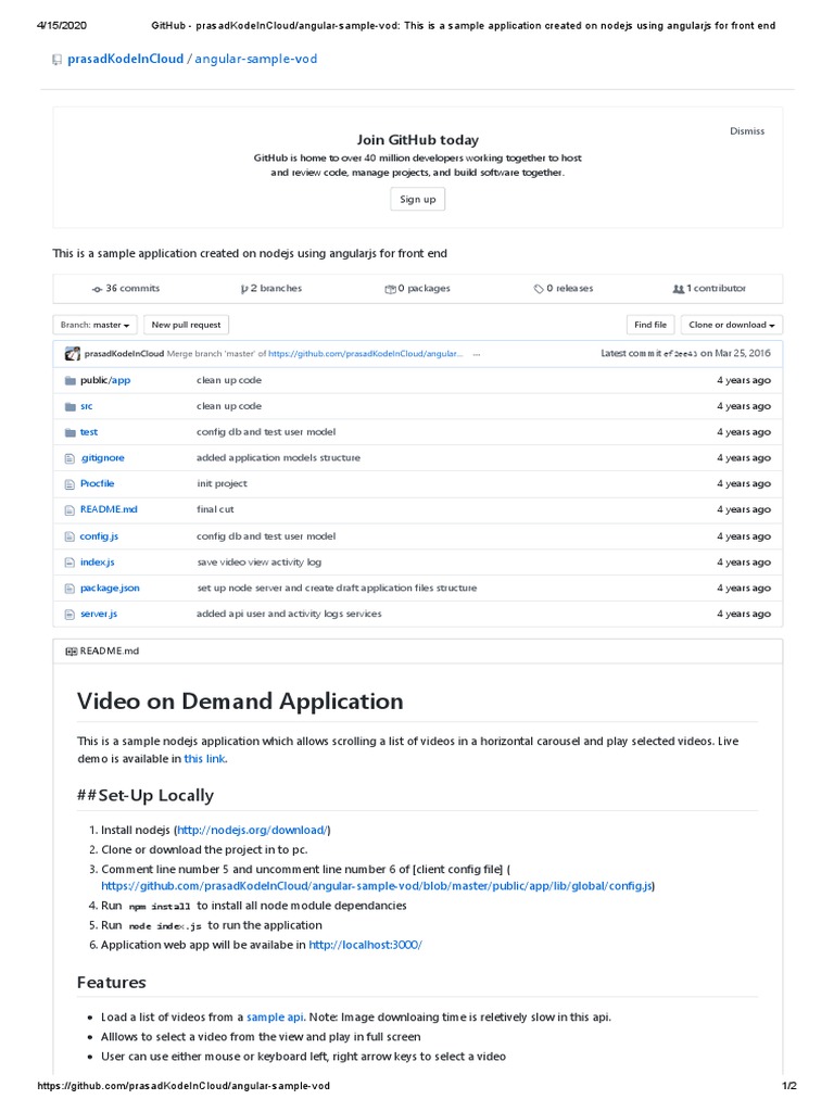 GitHub - PrasadKodeInCloud - Angular-Sample-Vod - This Is A Sample ...