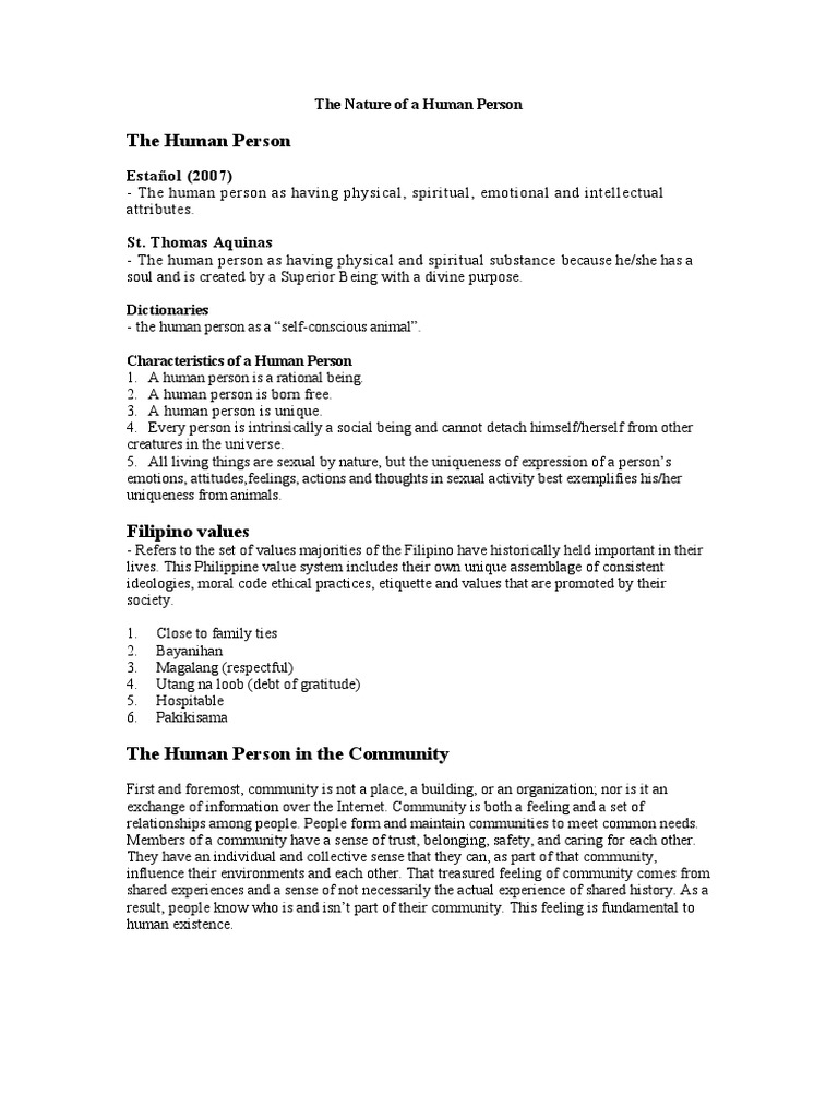 Understanding the Multifaceted Nature of the Human Person  PDF  Family  Value (Ethics)