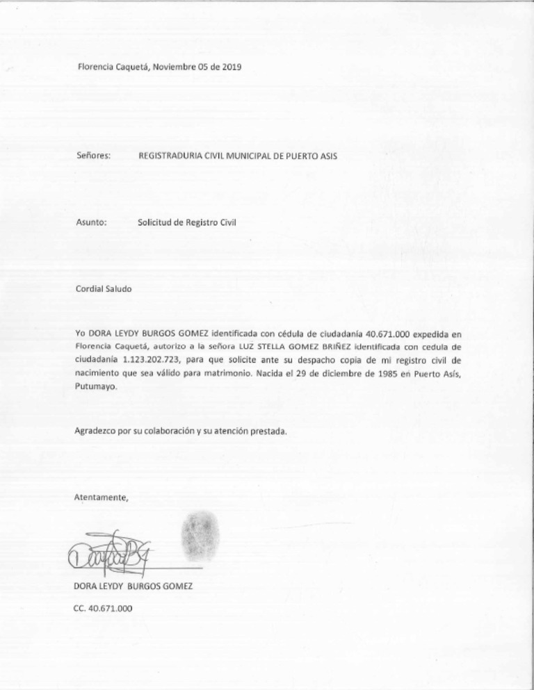 Oficio Registro Civil | PDF