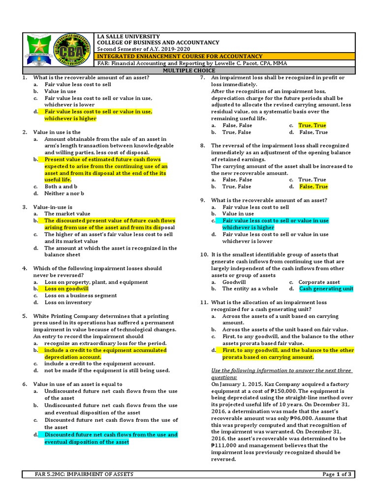La Salle University College of Business and Accountancy Integrated