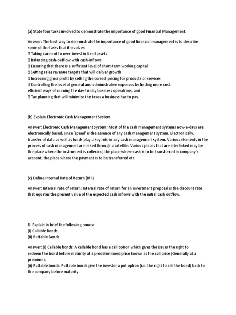 Financial Management Essentials | PDF | Securitization | Bonds (Finance)