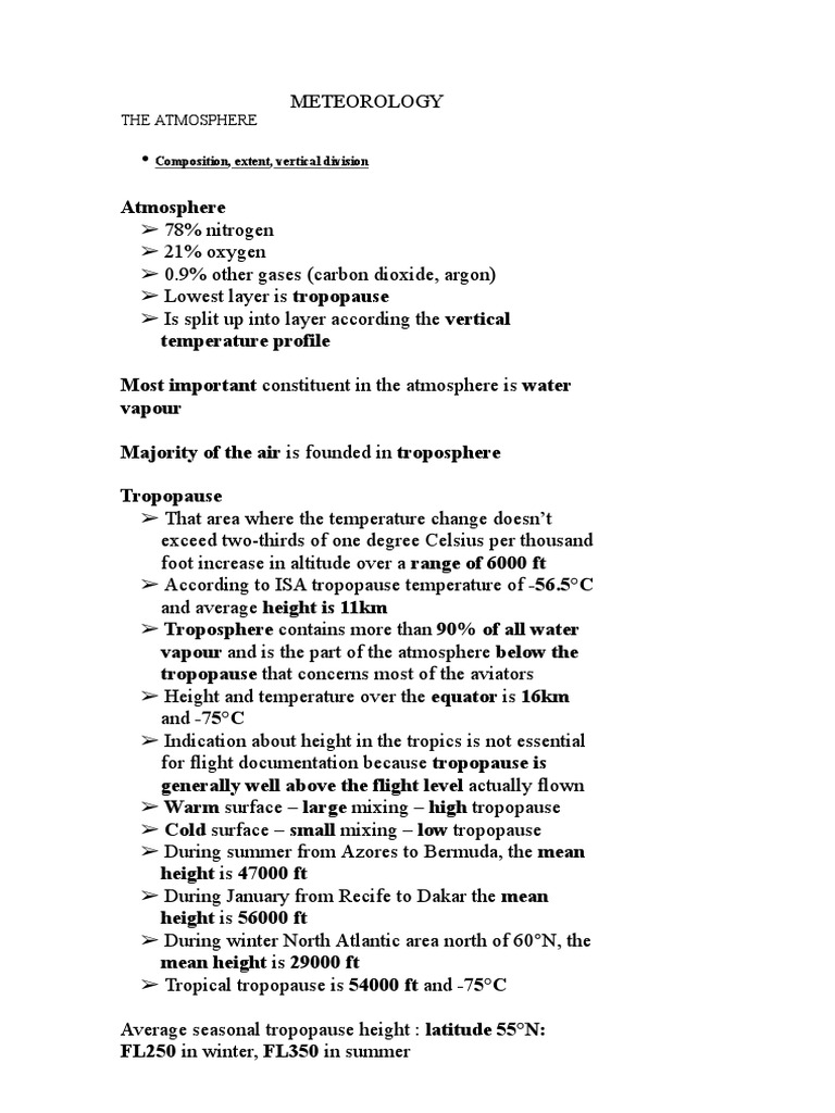 ATPL Meteorology: Atmospheric Structure | PDF | Cloud | Precipitation