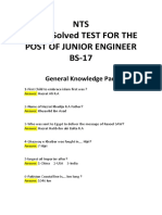 NTS Lesco Solved Test For The Post of Junior Engineer BS-17: General Knowledge Part