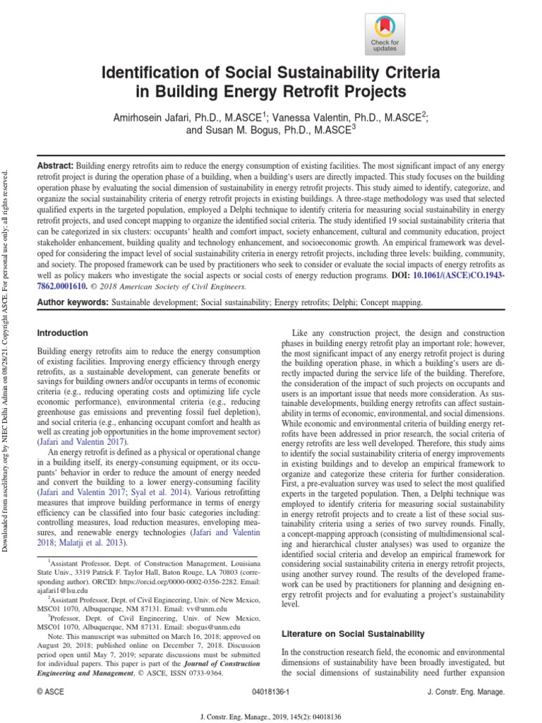 Identification of Social Sustainability Criteria in Building Energy ...