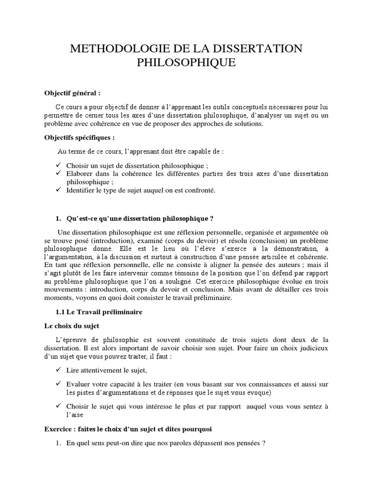 Methodologie De La Dissertation Philosophique Pdf Conscience Verite