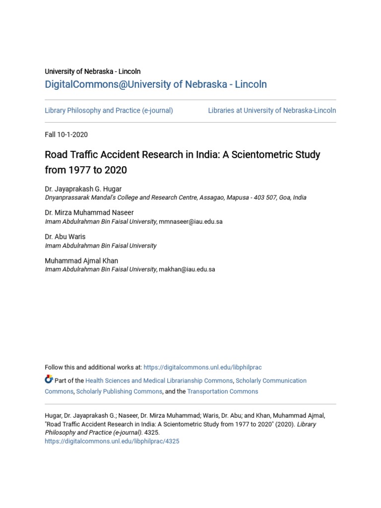 Road Traffic Accident Research in India | PDF | Traffic Collision | Traffic