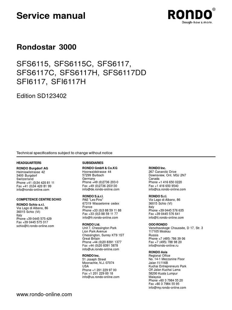 RONDO Rondostar 3000 Service Manual | PDF | Parameter (Computer ...