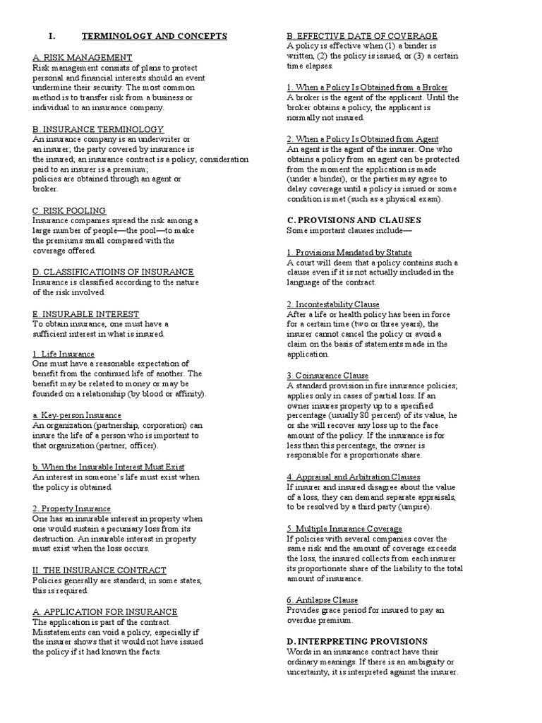 Key Insurance Terms and Concepts | PDF | Insurance | Liability Insurance