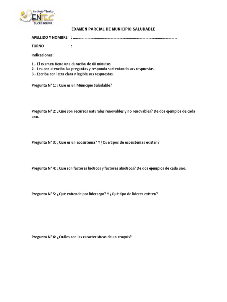 Examen Parcial - Municipio | PDF | Crecimiento personal y profesional