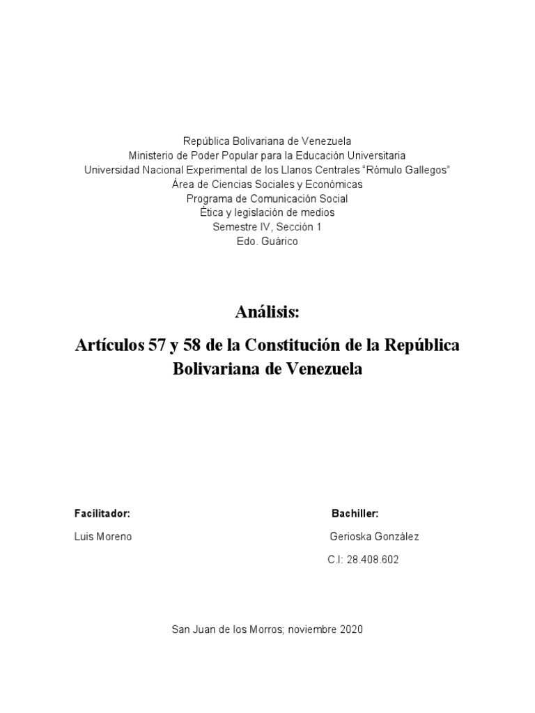 Análisis de Artículos 57 y 58 Constitucionales | PDF | Anonimato ...