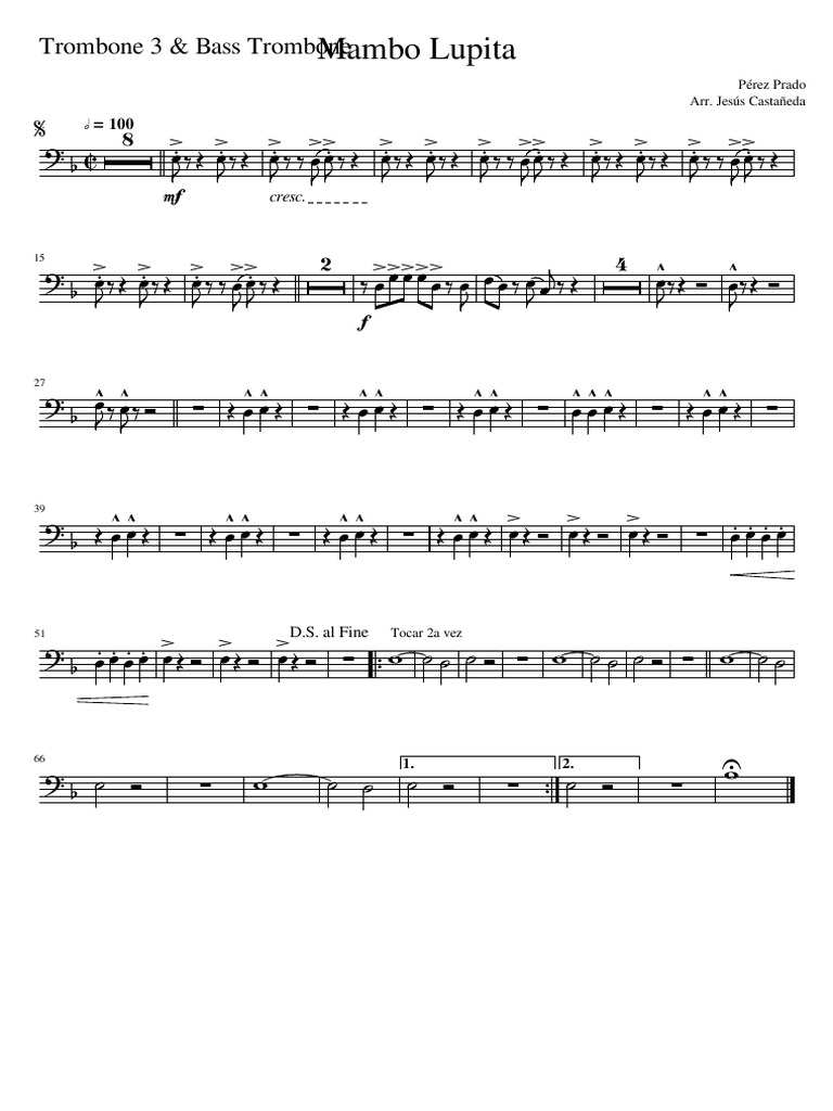 Mambo LupitaTrombone 3 & Bass Trombone PDF