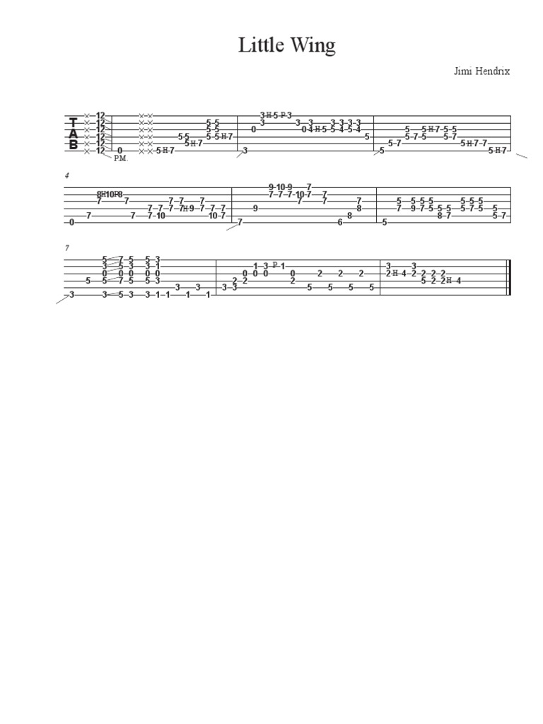 Little Wing Score + Tab PDF American Songs Songs Written