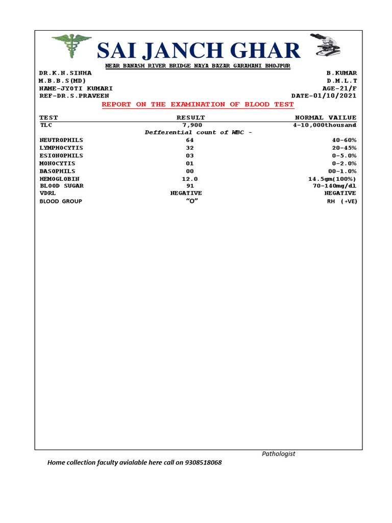 Blood Test Report Summary | PDF