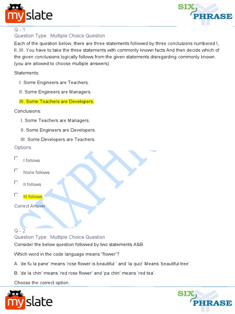 Logical Reasoning Practice Questions Determining Logically Consistent Conclusions PDF Color