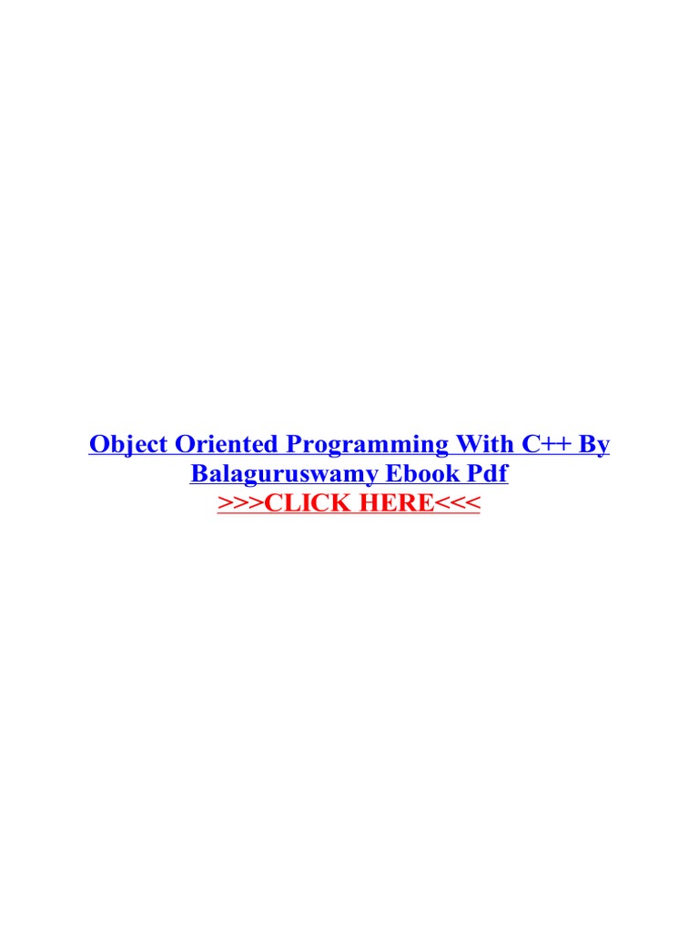 Object Oriented Programming With C++ by Balaguruswamy Ebook PDF | PDF ...