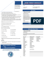 Bomb Threat Procedure Checklist