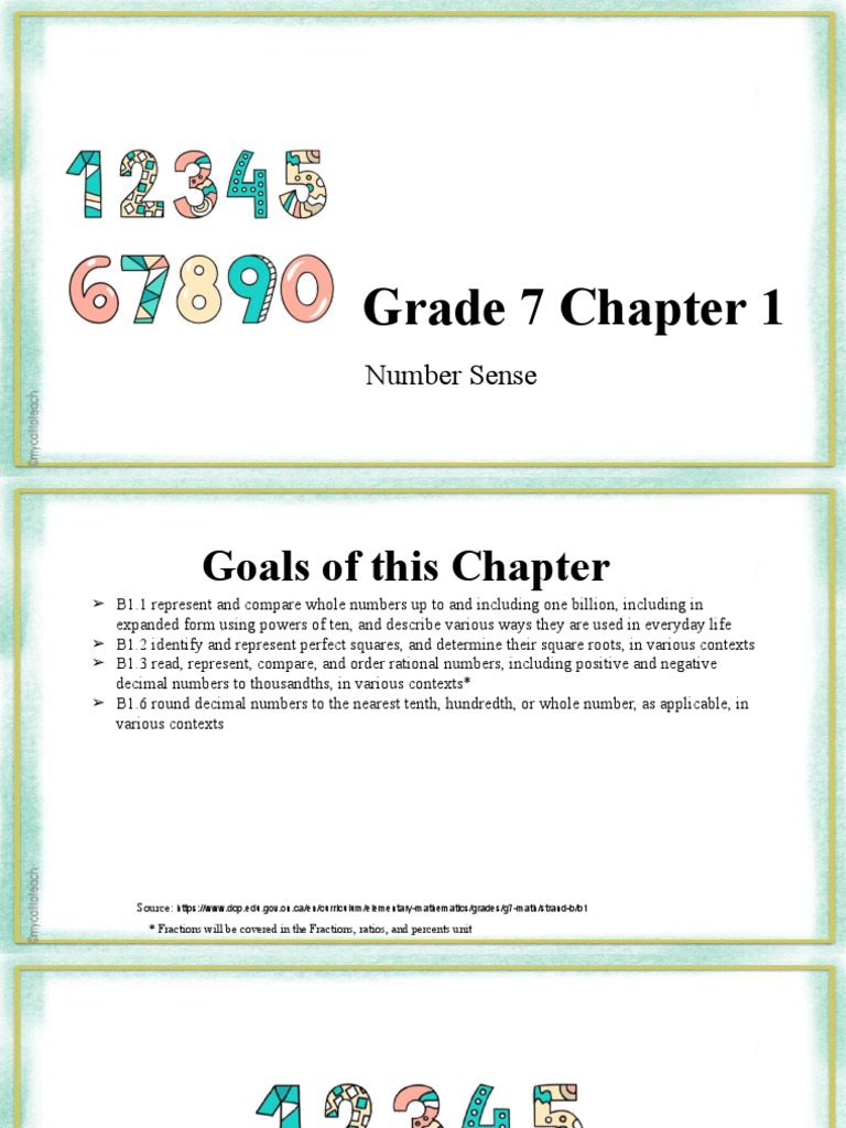 Grade 7 Chapter 1: Number Sense | PDF | Numbers | Exponentiation
