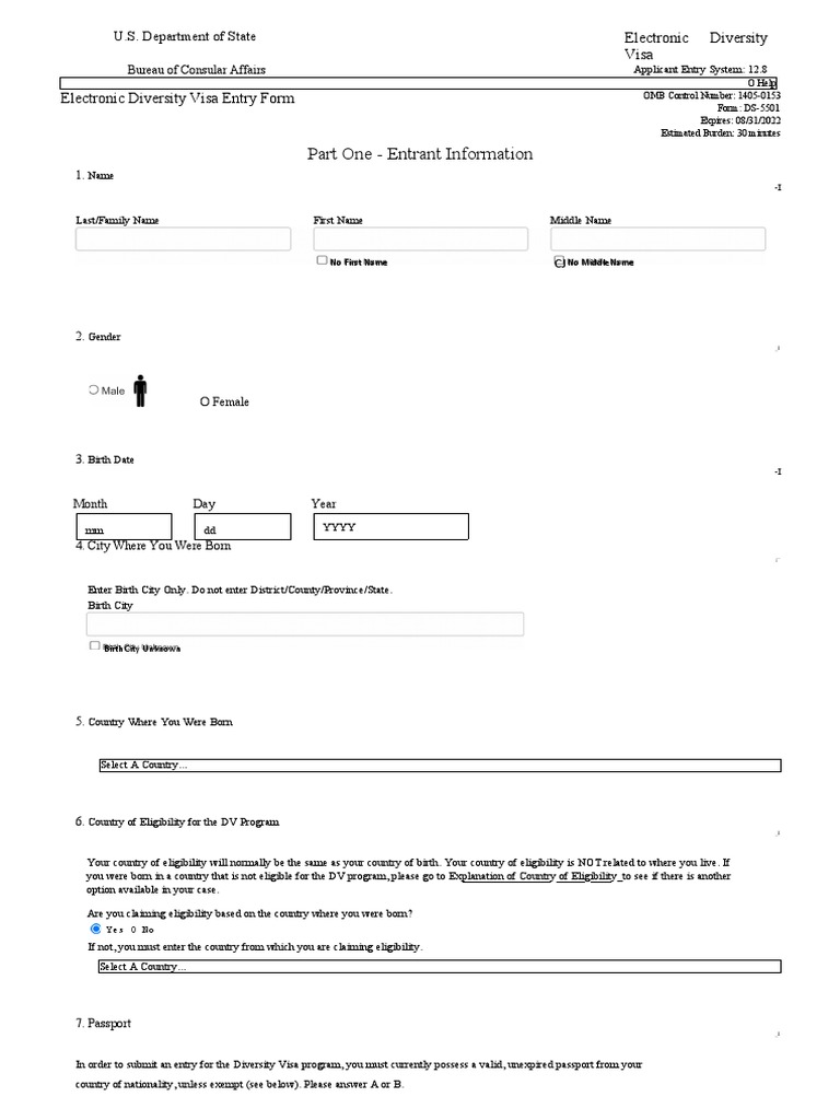 DS-5501 Electronic Diversity Visa Form | PDF | Travel Visa | Academic ...