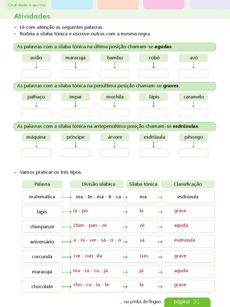 Atividades sobre Sílaba Tônica e Palavras Intrusas | PDF