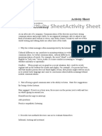 Course Activity Sheet Questions
