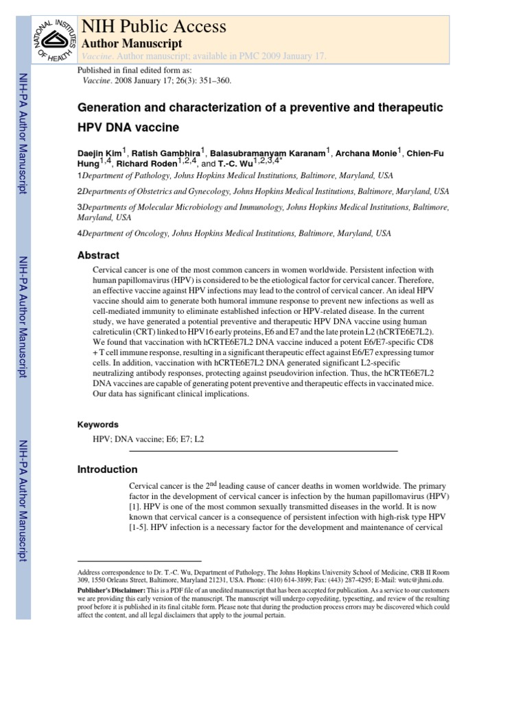 HPV - Therapeutic Vaccine | PDF | Antigen | Immune System